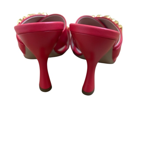 Moschino Couture Crystal Embellished Leather Mule Orange Sandal NWT Size 6 - Picture 11 of 14